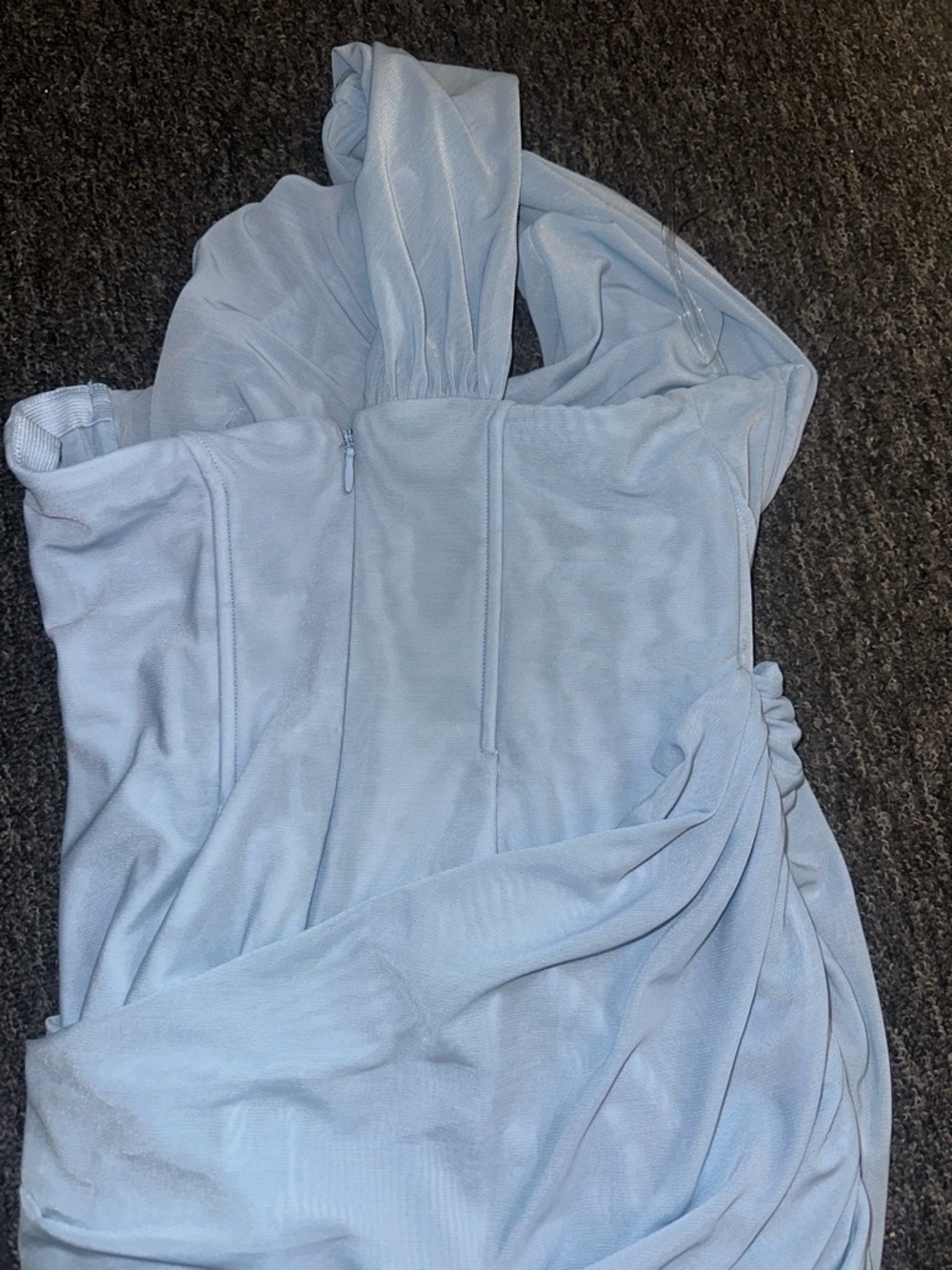 House of CB Clementine One-Shoulder Light Baby Blue Ruched Bodycon Dress Medium - Picture 7 of 8